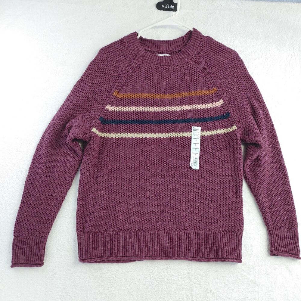NWT SONOMA Goods For Life The Everyday Sweater Purple Striped Womens Small